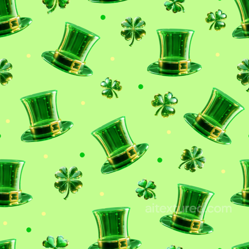 St Patrick Digital Paper Bundle Texture of Glossy Glassy Green Leprechaun Hats and Shamro… seamless St patrick digital paper bundle PBR texture