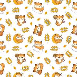 Pattern Bundle - Seamless 3D Pattern PBR Texture Featuring Cute Cartoon Foxes and Autumn Leaves texture preview