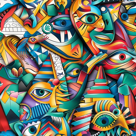 Featuring Vibrant Abstract Faces and Shapes Graffiti Mural Graffiti texture preview