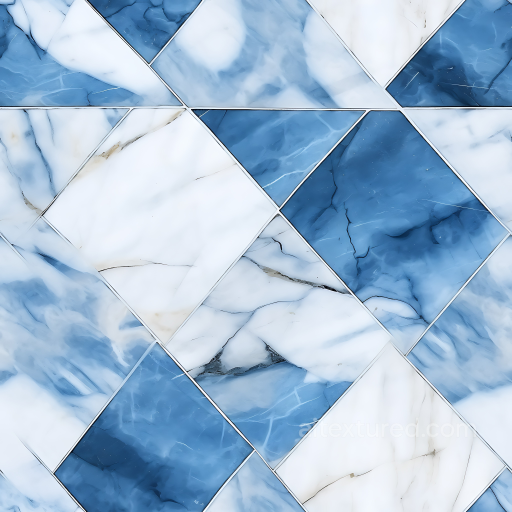 Blue and White Marble Chessboard PBR Texture with Polished Finish seamless Marble PBR texture