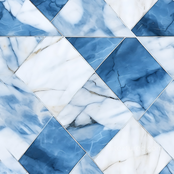 Blue and White Marble Chessboard PBR Texture with Polished Finish Marble texture preview