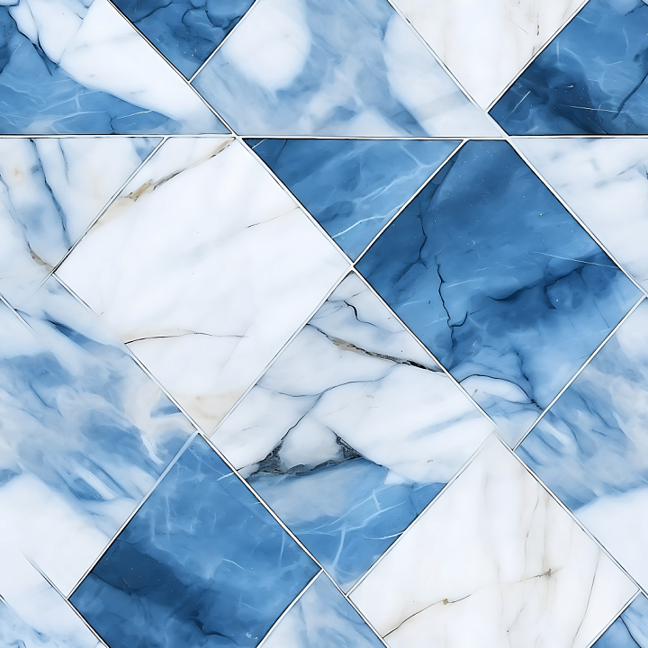 Blue and White Marble Chessboard with Polished Finish seamless PBR texture preview