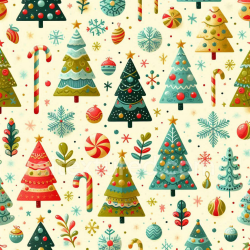 seamless Seamless 3D PBR Texture Featuring Colorful Festive Christmas Trees and Ornaments texture 8k free download PBR