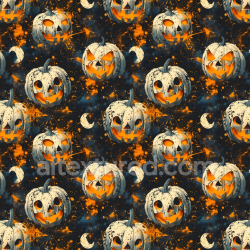 seamless Seamless 3D PBR Watercolor Halloween Pumpkin Texture with Night Sky texture 8k free download PBR