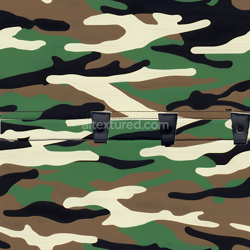 Seamless 3D Woodland Camouflage PBR Texture with Tactical Fabric Detailing