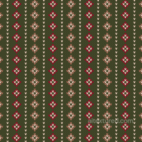 Knitted Fabric Texture With Christmas Floral Motifs In Green And Red All Christmas Digital paper texture preview