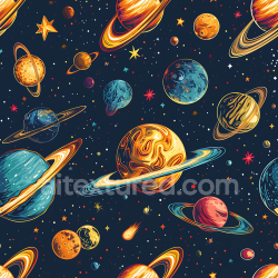 seamless Seamless 3D PBR Space Texture Featuring Retro Stylized Planets & Starfield texture 8k free download PBR