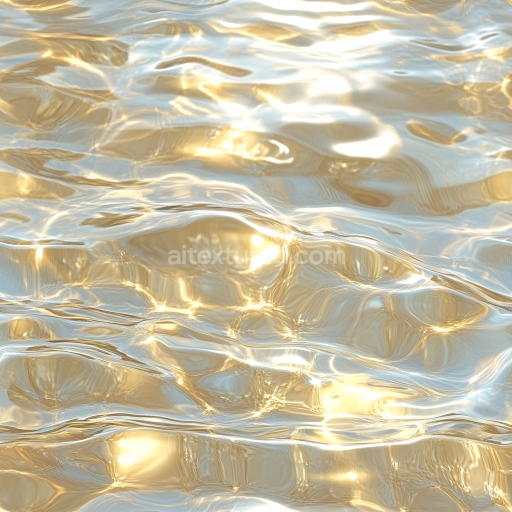 Seamless 3D PBR Texture of Clear Shallow Water with Gentle Ripples and Golden Light Reflections