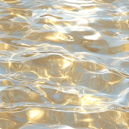 Clear Shallow Water Seamless Texture with Gentle Ripples and Golden Light Reflections seamless Water PBR texture