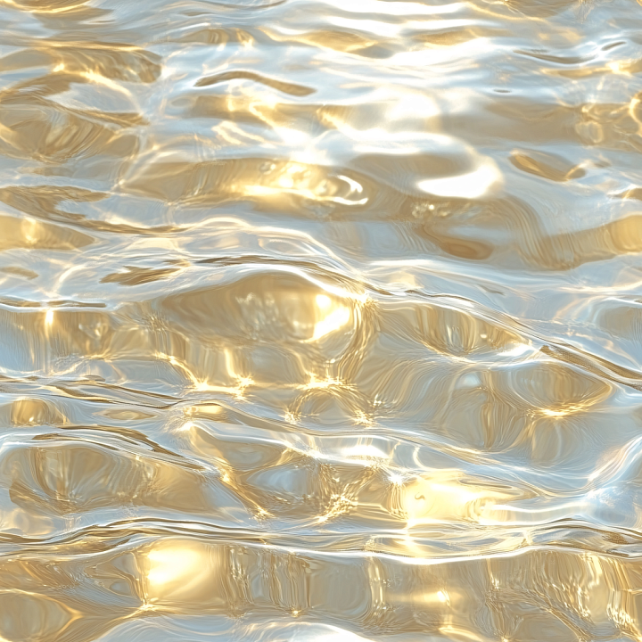 Clear Shallow Water with Gentle Ripples and Golden Light Reflections seamless PBR texture preview