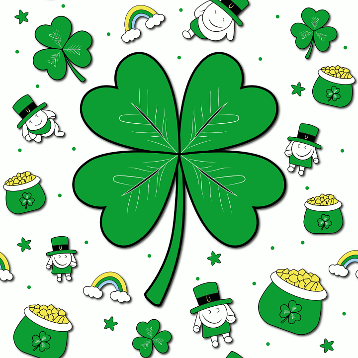 Featuring Playful St Patrick Clover and Leprechaun Motifs seamless PBR texture preview