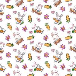 Pattern Bundle - Seamless 3D Pattern PBR Texture Featuring Cute Bunny Motifs with Carrots and Flowers texture preview