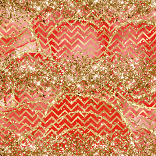 Seamless 3D PBR Digital Paper Texture with Red Background and Gold Glitter Zigzag Pattern
