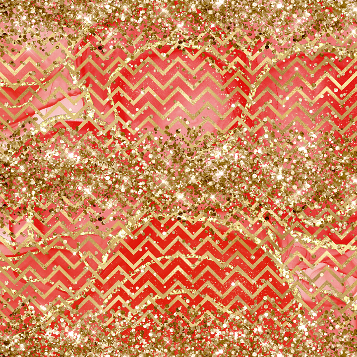 Digital Paper with Red Background and Gold Glitter Zigzag Pattern seamless PBR texture preview