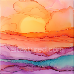 seamless Seamless 3D Alcohol Ink PBR Texture Featuring Vibrant Sunset Waves and Fluid Color Transitions texture 8k free download PBR