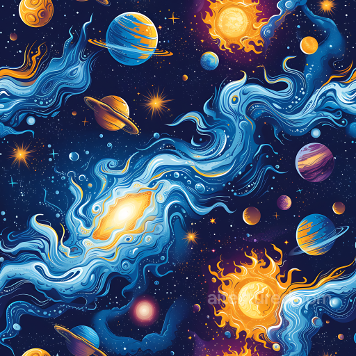 Featuring Stylized Cosmic Nebula, Planets & Starfield seamless Star, space, planets PBR texture