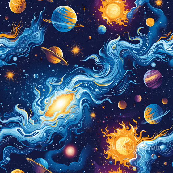 Featuring Stylized Cosmic Nebula, Planets & Starfield Star, space, planets texture preview