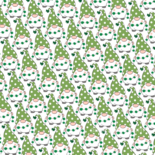 St Patrick Digital Paper Bundle Texture of Cute St Patrick Gnome with Polka Dot Hat Patte… seamless St patrick digital paper bundle PBR texture