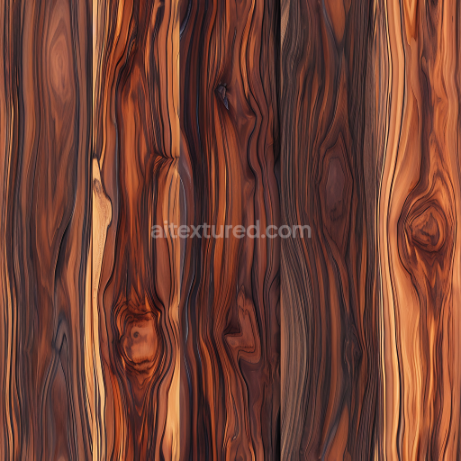 Seamless 3D PBR Texture of Dark Knotted Wood Planks with Rich Grain