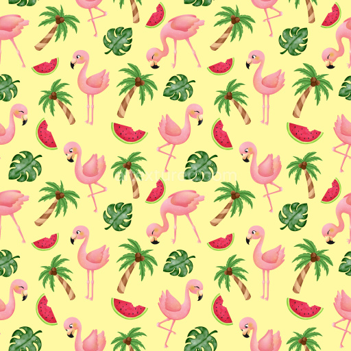 Pattern Bundle - Seamless 3D Pattern PBR Texture with Playful Flamingo, Palm Tree & Watermelon Motifs texture preview