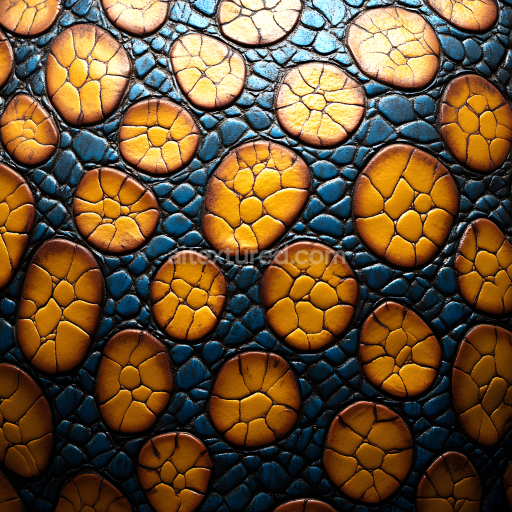 Seamless 3D PBR Texture of Cracked Reptilian Skin with Vibrant Orange Scales