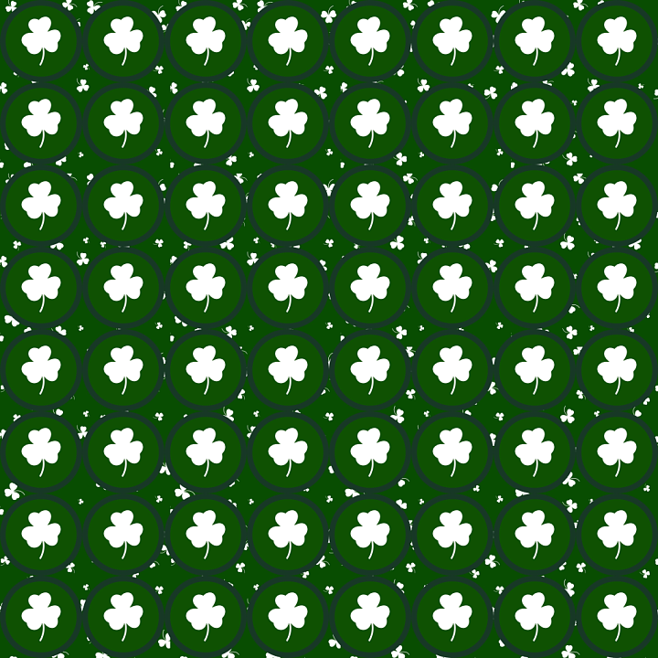Fabric with White Shamrocks on Green seamless PBR texture preview