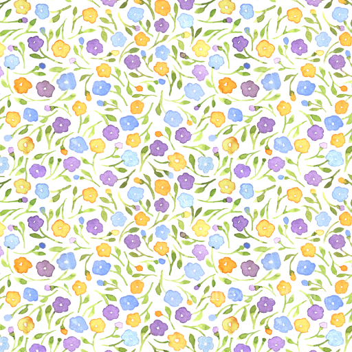 Wild Flower Watercolor Floral Fabric Texture with Soft Pastel Colors seamless Wild Flower  PBR texture