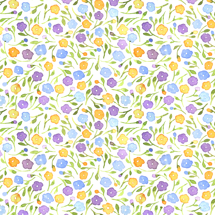 Wild Flower Watercolor Floral Fabric with Soft Pastel Colors seamless PBR texture preview