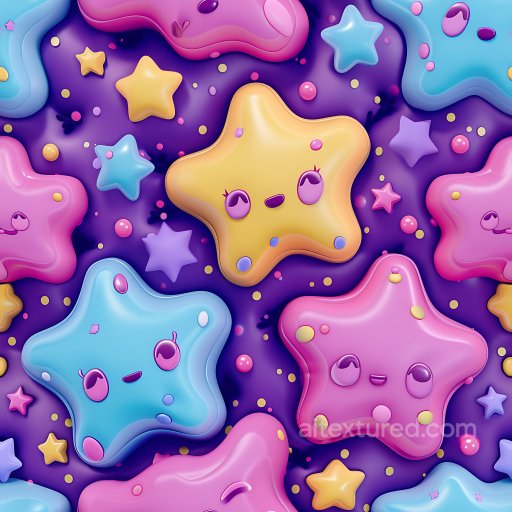 Inflated Plush Star PBR Texture with Cute Expressions seamless Inflated PBR texture