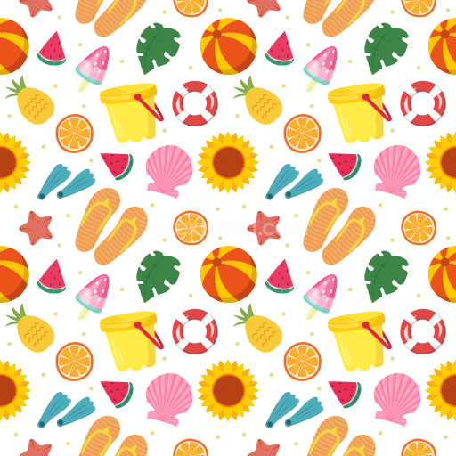 Pattern Bundle - Seamless 3D Pattern PBR Texture Featuring Bright Summer Icons and Playful Motif texture preview