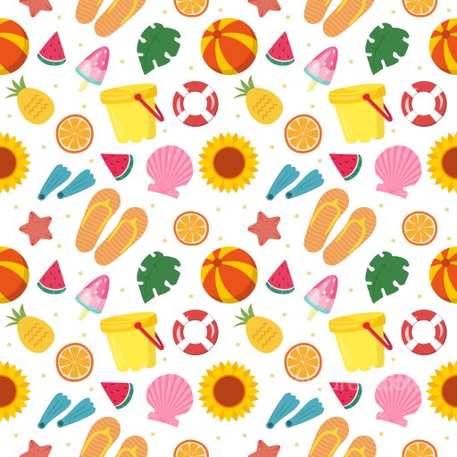 Pattern PBR Texture Featuring Bright Summer Icons and Playful Motif seamless Pattern Bundle PBR texture