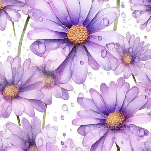 Purple Flower Watercolor Seamless Texture with Droplets seamless Purple Flower PBR texture