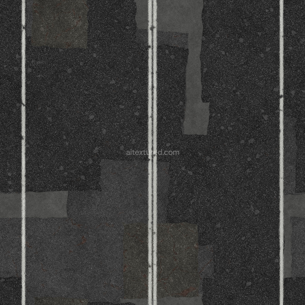 Seamless PBR road texture with asphalt surface