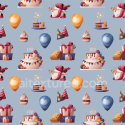 seamless Seamless 3D PBR Birthday Party Celebration Pattern Texture in Soft Blue texture 8k free download PBR