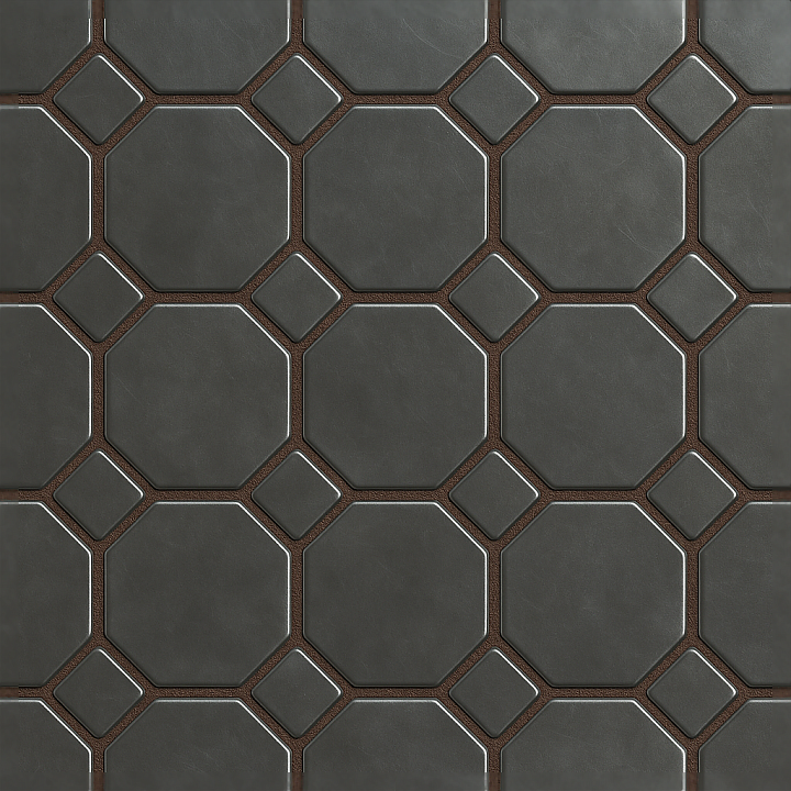 Metal Tiles Mosaic With Octagonal Tiles And Glossy Finish seamless PBR texture preview