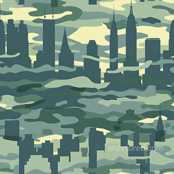 Urban Skyline Camouflage PBR Texture with Cityscape Silhouettes and Organic Camo Shapes Color Camouflage texture preview