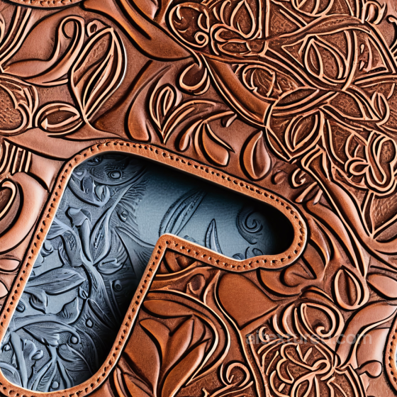Embossed Tooled Brown Leather PBR Texture with Intricate Floral Patterns Leather texture preview