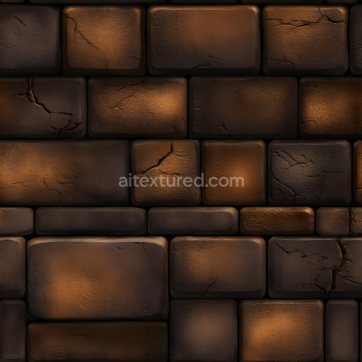 Seamless 3D Cracked Brown Brick Wall PBR Texture with Realistic Depth and Weathering