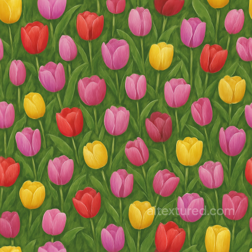 Tulip Field Flower Meadow Flower Petals Closeup Photorealistic seamless Flowers PBR texture