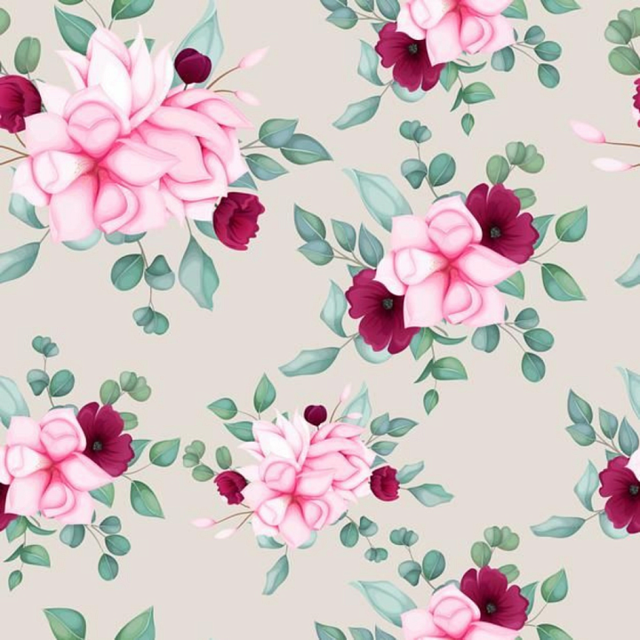 Pink Flower of Pink and Burgundy Floral Pattern on Soft Fabric seamless PBR texture preview