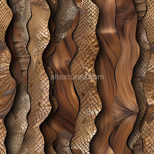Seamless 3D PBR Texture of Exotic Wood with Distinctive Scaly Grain Pattern