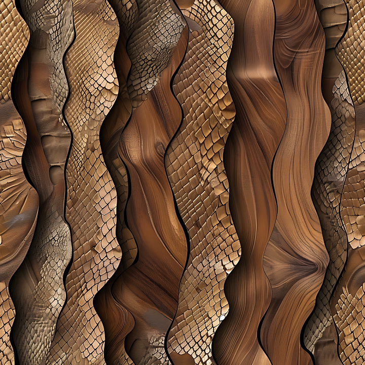 Exotic Wood with Distinctive Scaly Grain Pattern seamless PBR texture preview