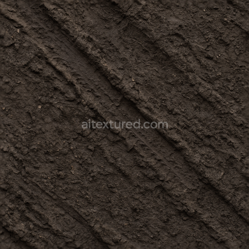 Seamless 3d texture pbr 8k of muddy tire tracks on rough dark mud with mud splatter