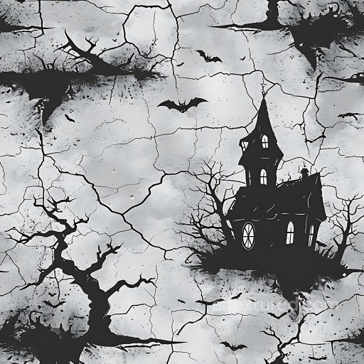 Cracked Concrete PBR Texture with Halloween Gothic Motifs seamless Cracked & Holes PBR texture