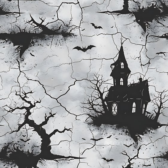 Cracked Concrete PBR Texture with Halloween Gothic Motifs Cracked & Holes texture preview