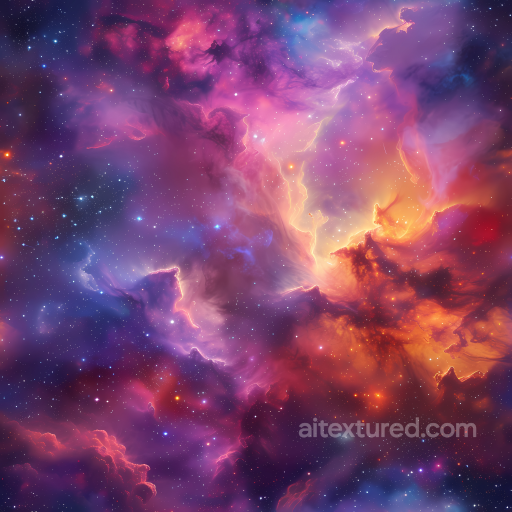 Space PBR Texture Featuring Vibrant Nebula Clouds and Starfield seamless Star, space, planets PBR texture