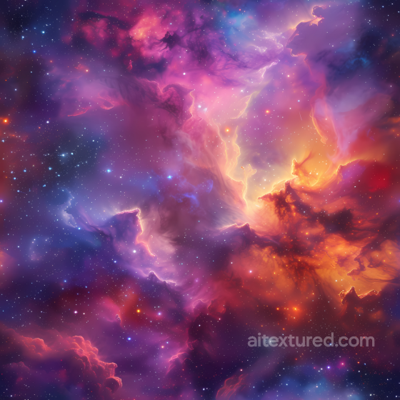 Space PBR Texture Featuring Vibrant Nebula Clouds and Starfield Star, space, planets texture preview