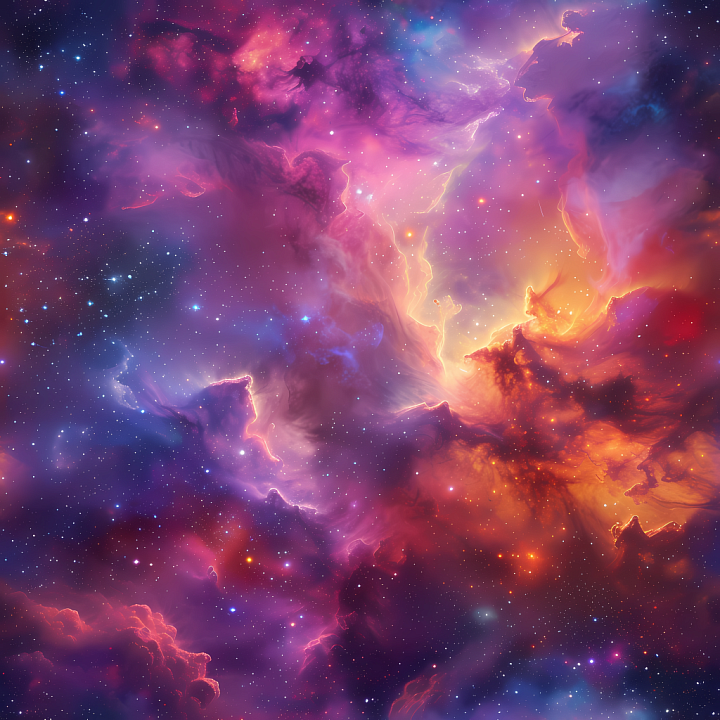 Space Featuring Vibrant Nebula Clouds and Starfield seamless PBR texture preview
