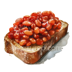 seamless Baked Beans on Toast Breakfast Illustration with Rich Reds and Golden Bread texture 8k free download PBR