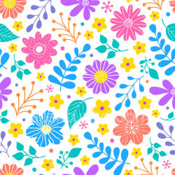 seamless Seamless 3D PBR Floral Pattern Texture with Bright Colorful Flowers and Leaves texture 8k free download PBR
